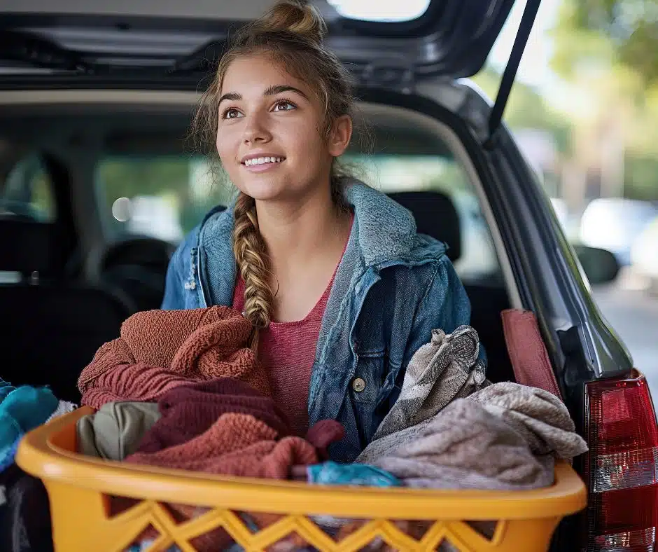 college girl and car