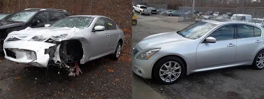 before and after collision